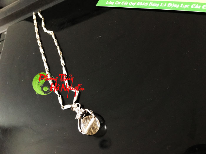  dây chuyền bạc ta mix hạt đá thạch anh tóc trắng